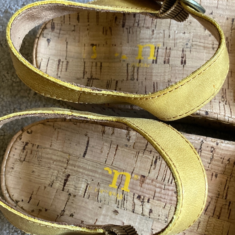 Born Yellow Leather Platform Sandals with Buckle Strap - Picture 8 of 10